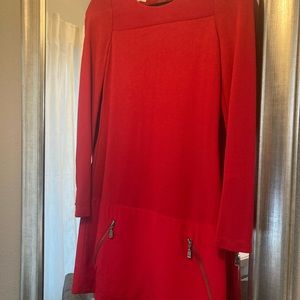 Beautiful, Ted Baker, practically one-of-a-kind red silk knit brass zip 0-2